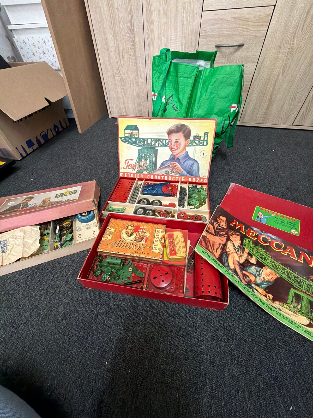 Vintage Temsi, Meccano en Elmec constructiedozen, Ophalen of Verzenden, Gebruikt, Bouwen