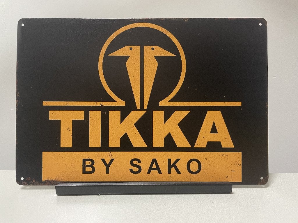 TIKKA by SAKO metalen reclamebord (Old Look), Www.pand50.nl, Nieuw, Ophalen of Verzenden, Printer 29B Coevorden