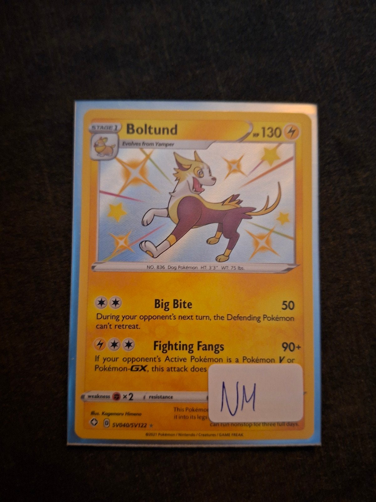 Boltund SV040/SV122 Shiny - Shining fates, Ophalen of Verzenden, Zo goed als nieuw, Losse kaart, Foil