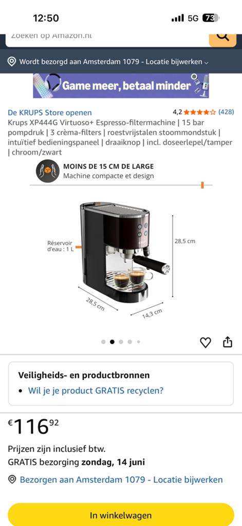 Krups, Ophalen of Verzenden, Zo goed als nieuw, Koffiemachine