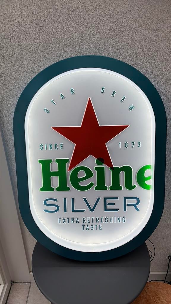 Heineken silver metal sigh, Verzamelen, Ophalen of Verzenden, Nieuw, Reclamebord