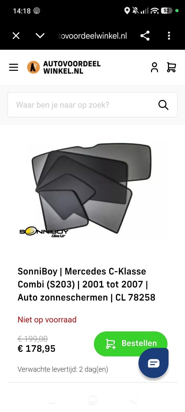 SonniBoy Zonneschermen Mercedes C-Klasse Combi (S203), Ophalen of Verzenden, Nieuw
