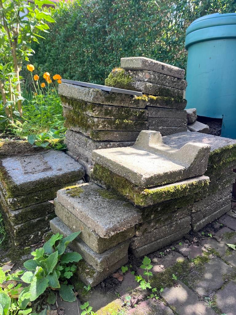Diverse tegels, keien en stenen, Tuin en Terras, Tegels en Klinkers, Ophalen, Gebruikt, 5 tot 10 m², Beton