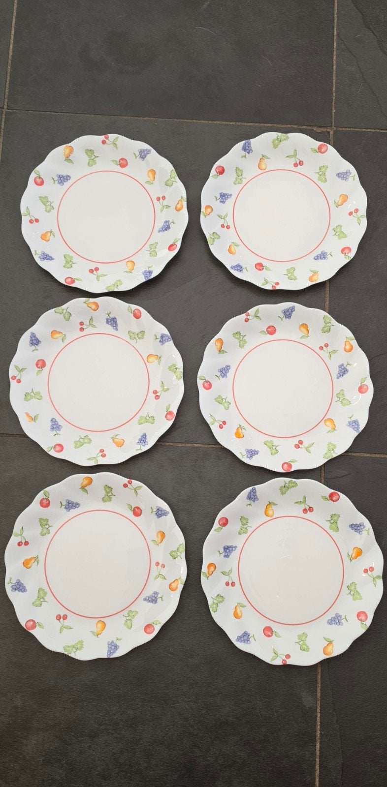 Set van 6 vintage Arcopal dinerborden, Gebruikt, Overige merken, Vintage, Ophalen of Verzenden