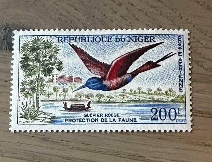 Niger 1961 - Ongebruikte postzegel met vogels (Guepier Rouge, Ophalen of Verzenden, Overige landen
