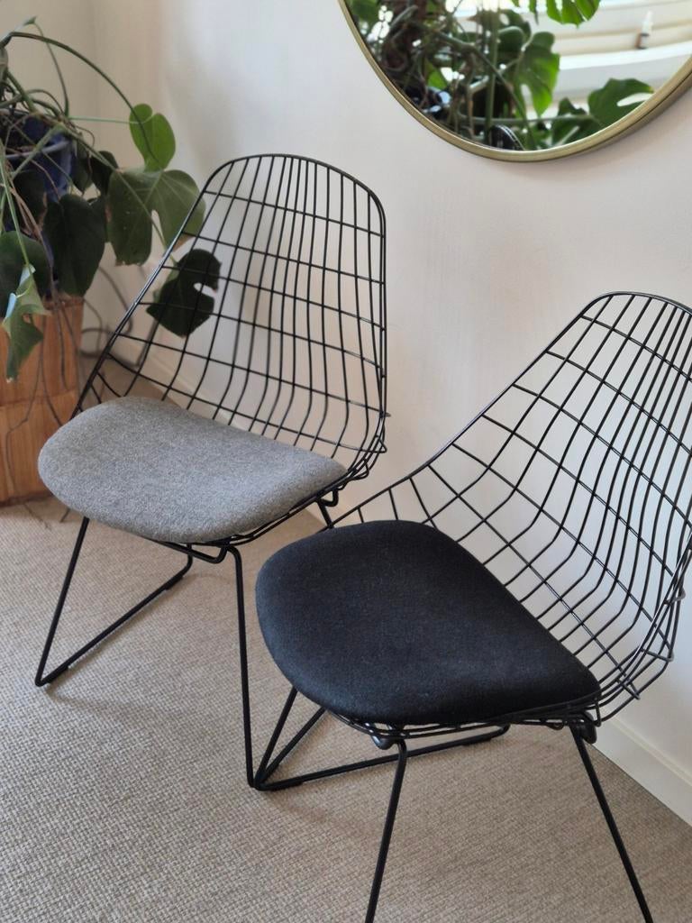 Pastoe SM.05 wire chair met kussen, Ophalen, Twee, Zwart, Zo goed als nieuw