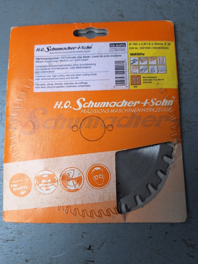 Schumacher & Sohn zaagblad Ø180x30mm metaal/kunststof, Ophalen of Verzenden, Nieuw