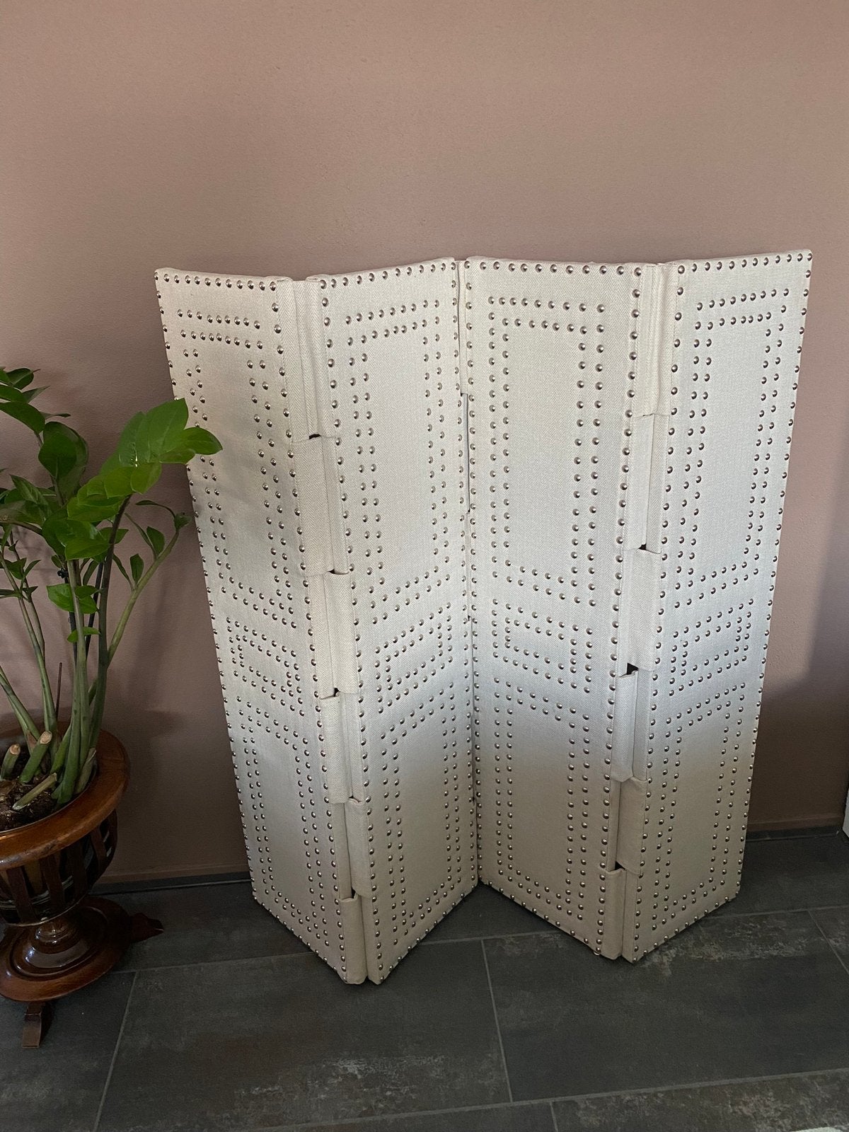 beige/crème kamerscherm met studs, Ophalen, Zo goed als nieuw