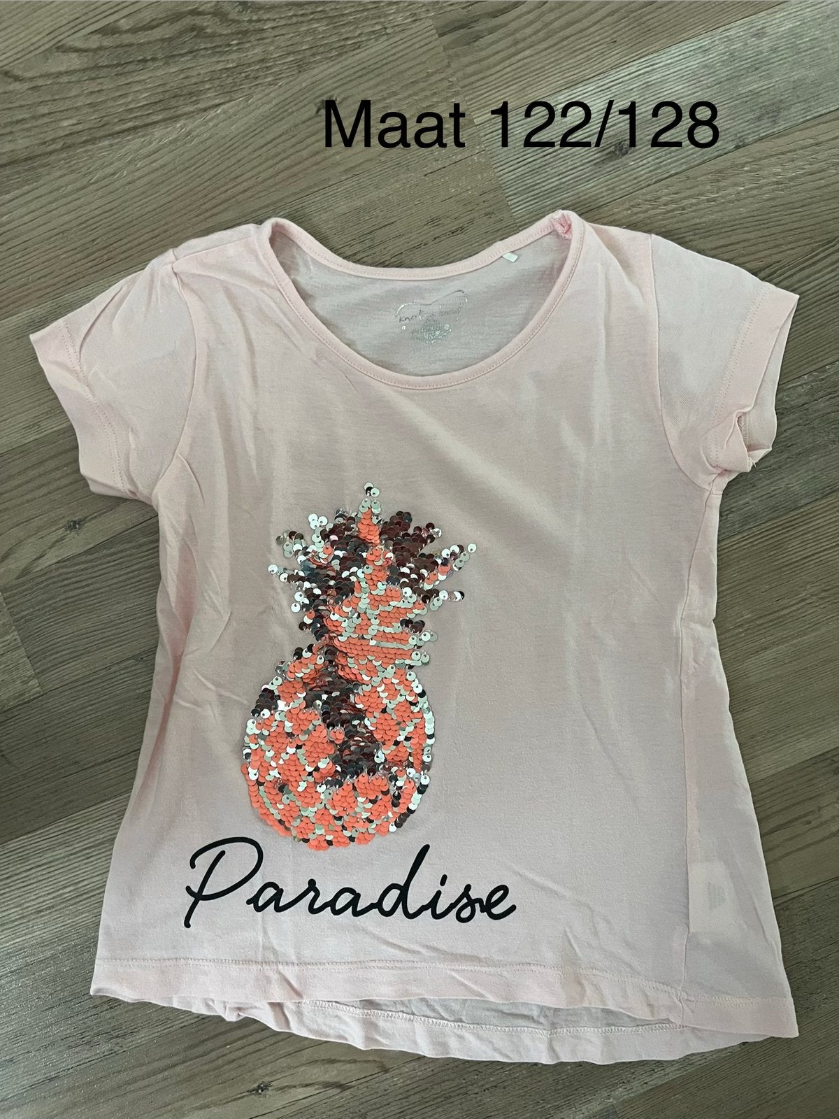 Shirtje met beweegbare pailletten ananas, Ophalen of Verzenden, Gebruikt, Meisje, Shirt of Longsleeve