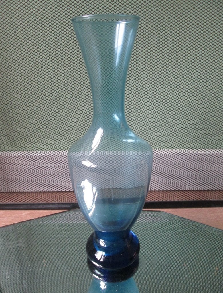 Blauw Glazen Vaas Leerdam ? Maastricht ? 24,5 cm, Ophalen of Verzenden