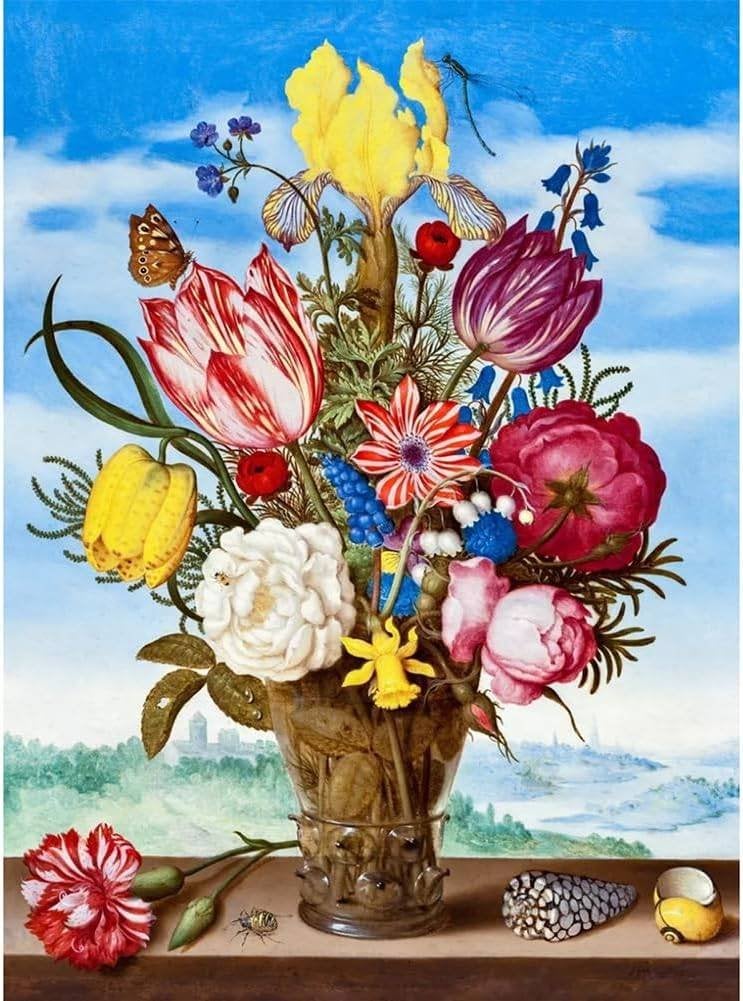 nr 2095 Diamond Painting vaas bloemen 30x20cm (rond), Nieuw, Meerkleurig, Overige materialen, Overige merken