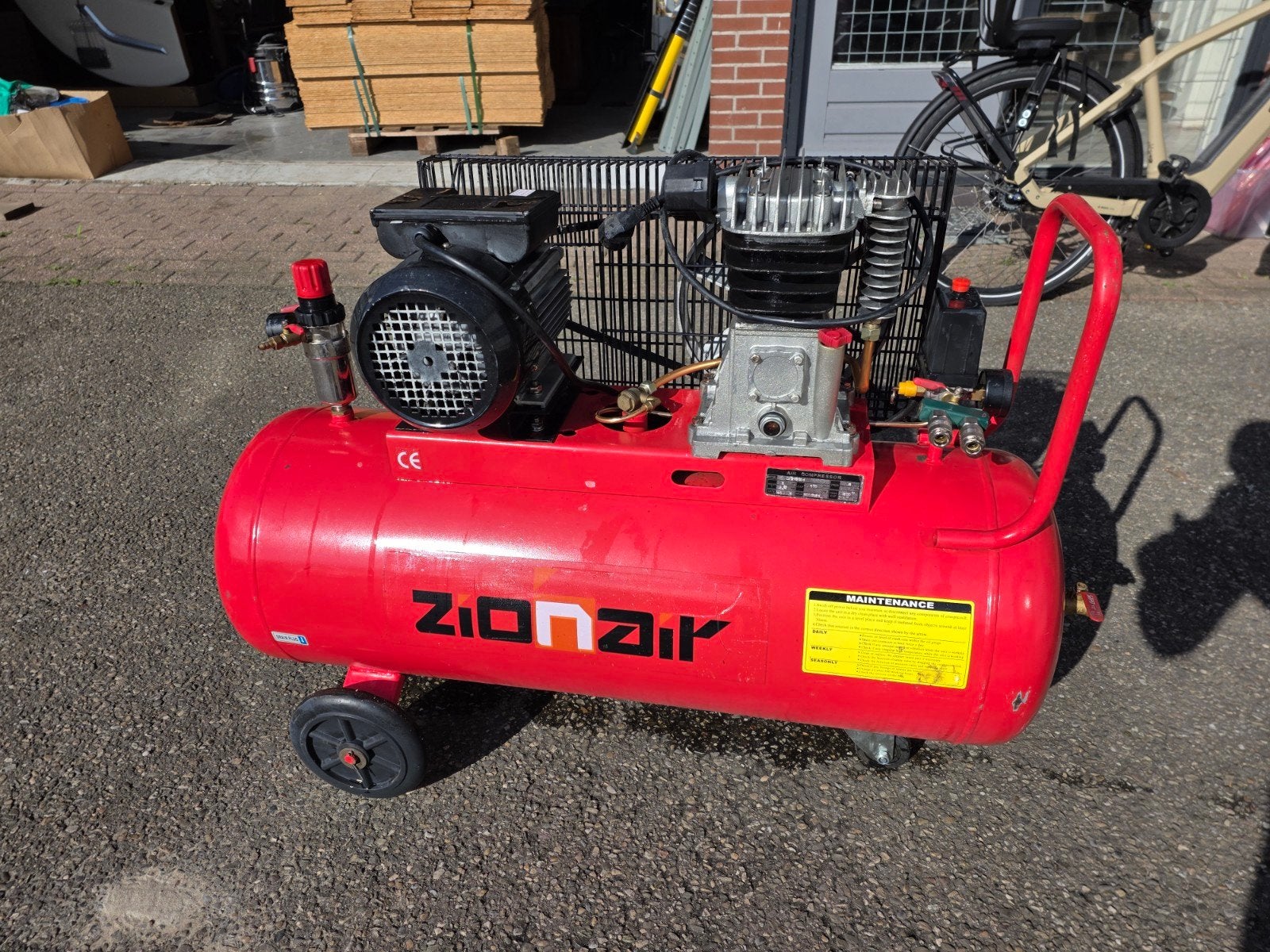 Zionair Luchtcompressor 100 liter 3pk, Doe-het-zelf en Verbouw, Ophalen