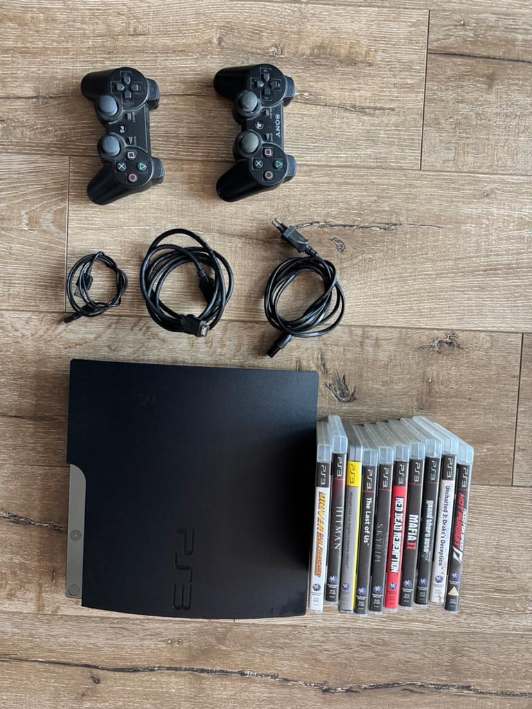 Playstation 3 slim met games, Ophalen, Met 2 controllers, 500 GB, Slim