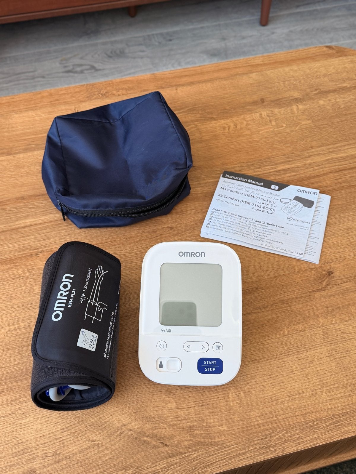 OMRON M3 Comfort bloeddrukmeter HEM-7155-E compleet, Ophalen of Verzenden, Zo goed als nieuw, Overige typen