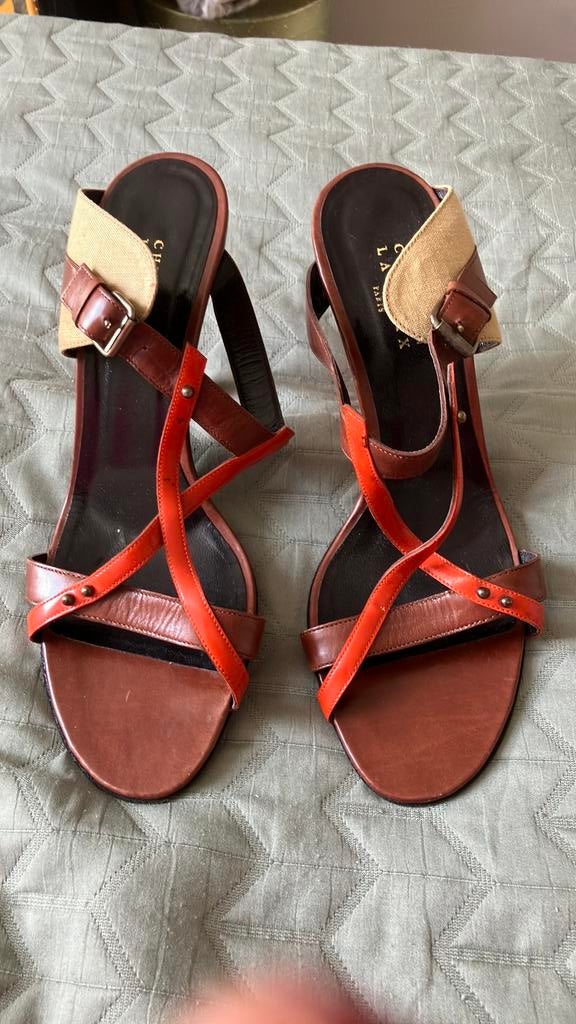 Sandalen/hakken Christian Lacroix leer maat 40, Bruin, Zo goed als nieuw, Sandalen of Muiltjes, Ophalen of Verzenden