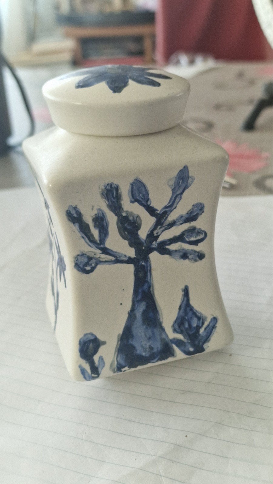 Royal Goedewaagen Deksel Potje Blauw Wit 12 cm, Ophalen of Verzenden