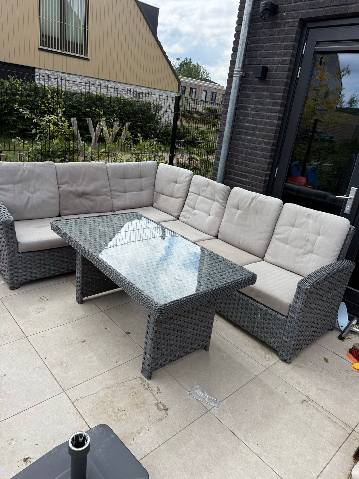 Tuinset - Hoekbank met tafel, Tuin en Terras, Tuinsets en Loungesets, Ophalen, Gebruikt, Meer dan 8 zitplaatsen, Wicker