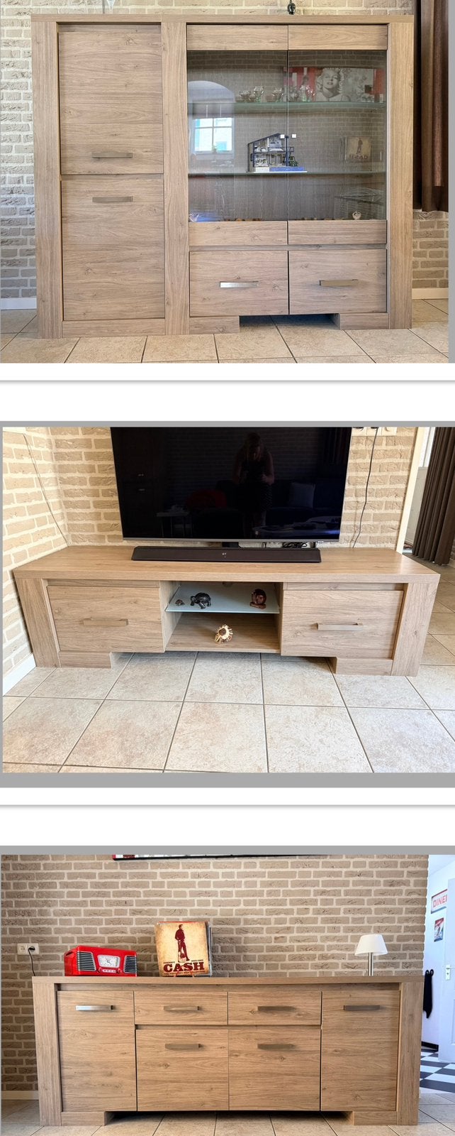 *Complete set: tv kast, dressoir, vitrinekast*, Huis en Inrichting, Complete inboedels, Ophalen