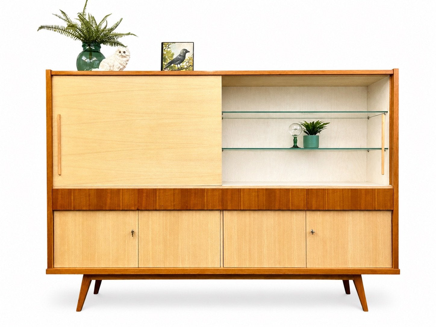 Groot XL vintage Highboard retro wandkast jaren 50/60 design, Huis en Inrichting, Kasten | Wandmeubels, Ophalen, Met deur(en)