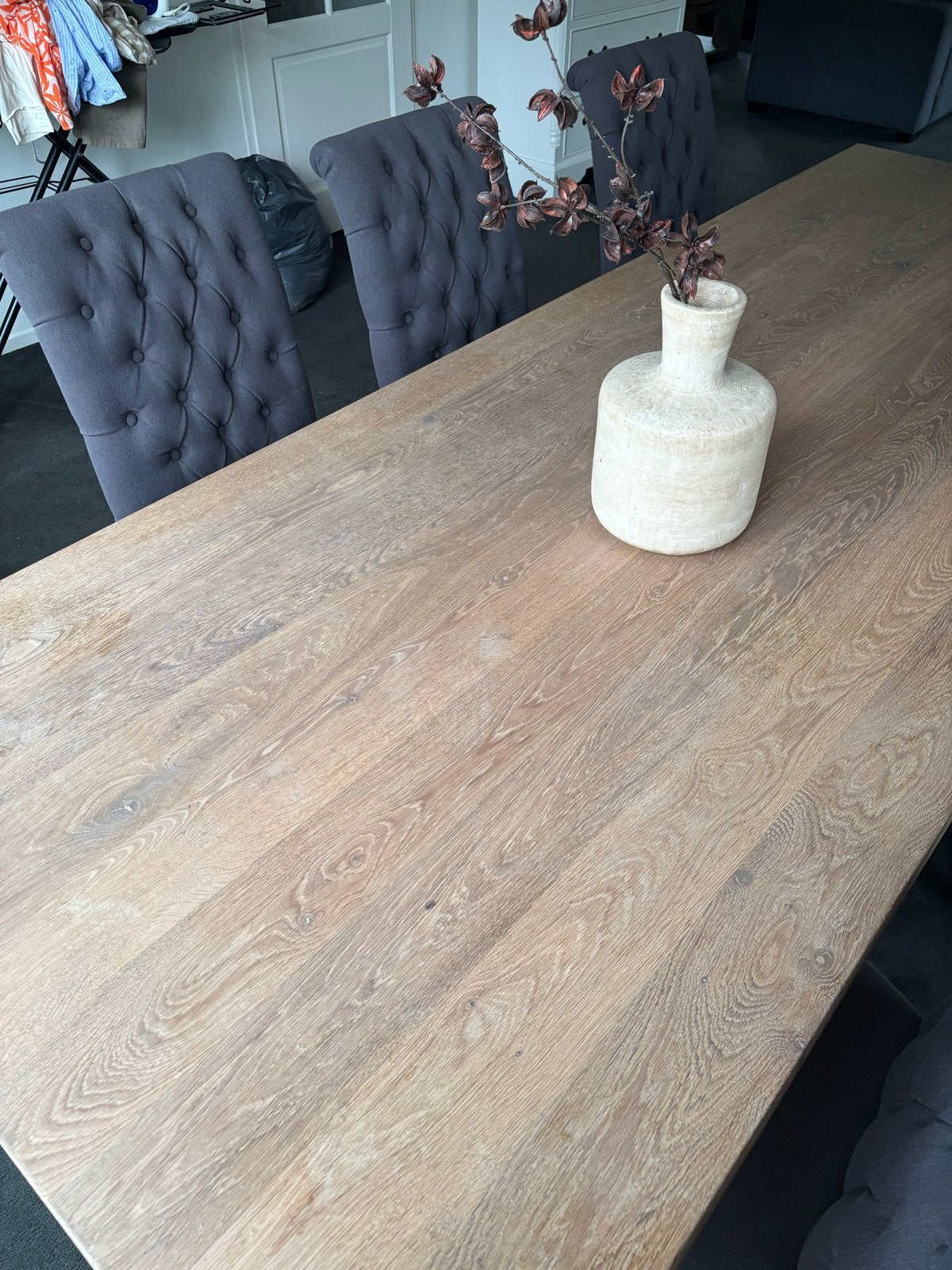 Zware Eiken Kloostertafel 2.68x1.00m - Robuust & Stijlvol, Huis en Inrichting, Tafels | Eettafels, Gebruikt, 100 tot 150 cm, 200 cm of meer