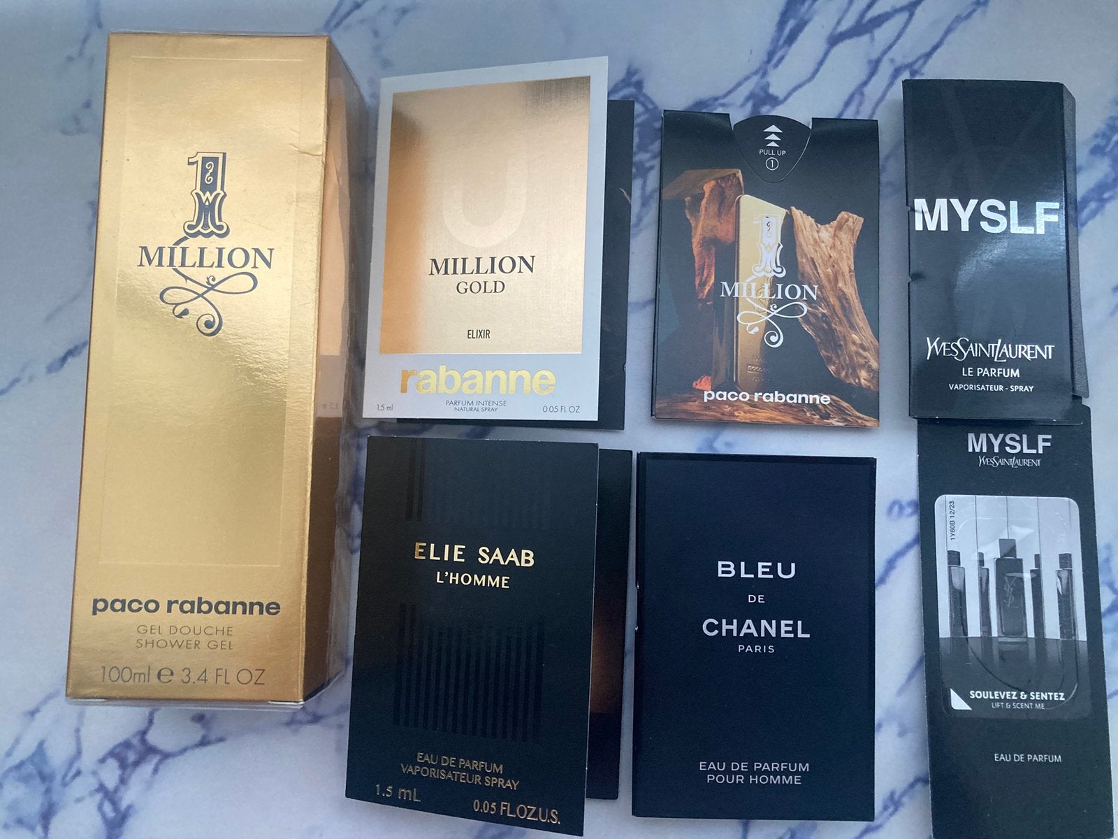 PACO  RABANNE~1 MILLION SHOWERGEL + SAMPLES, YSL, CHANEL,, Verzenden, Nieuw