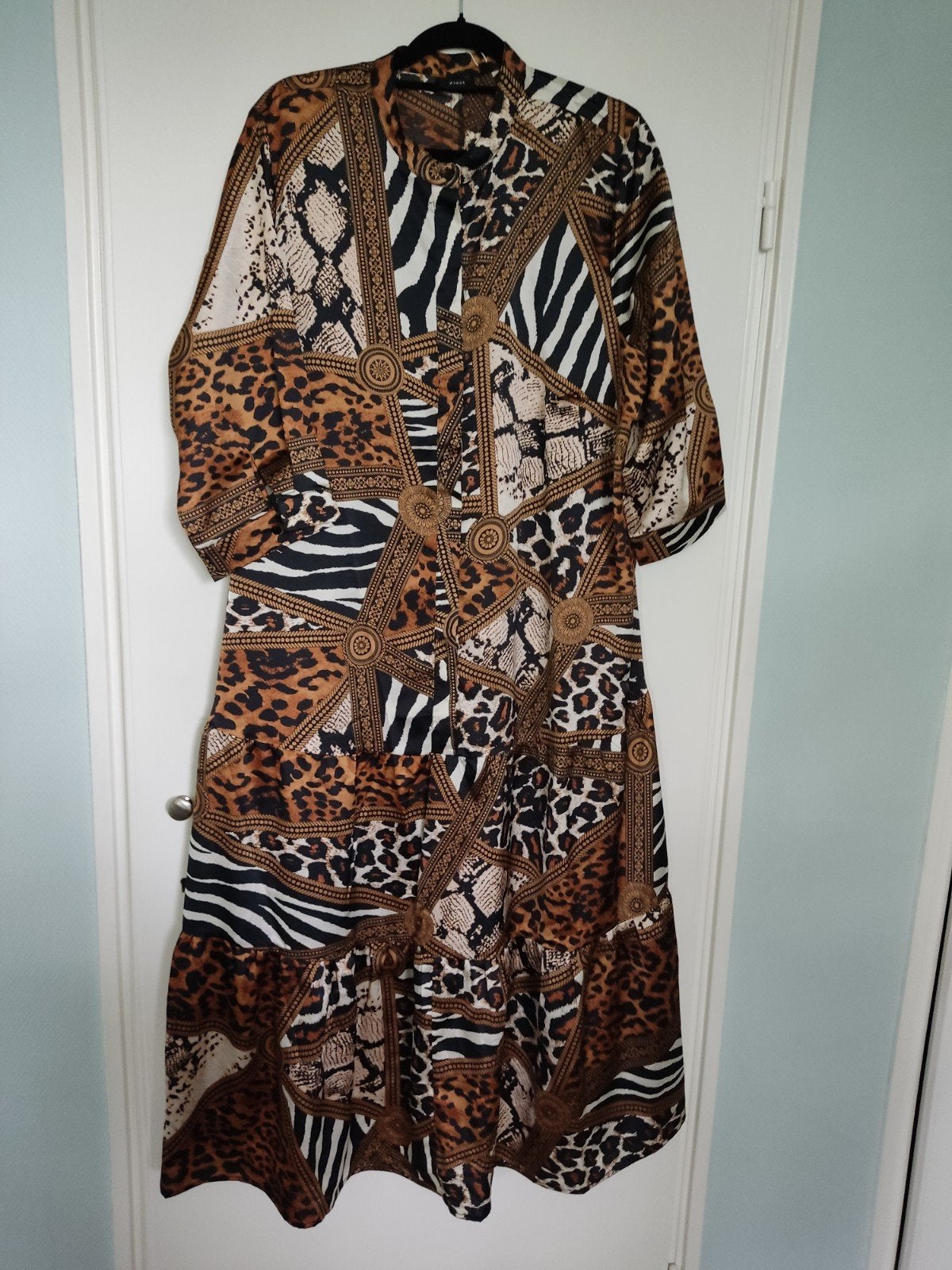 Zizzi lange jurk maat L is 50/52, Zizzi, Bruin, Jurk, Nieuw
