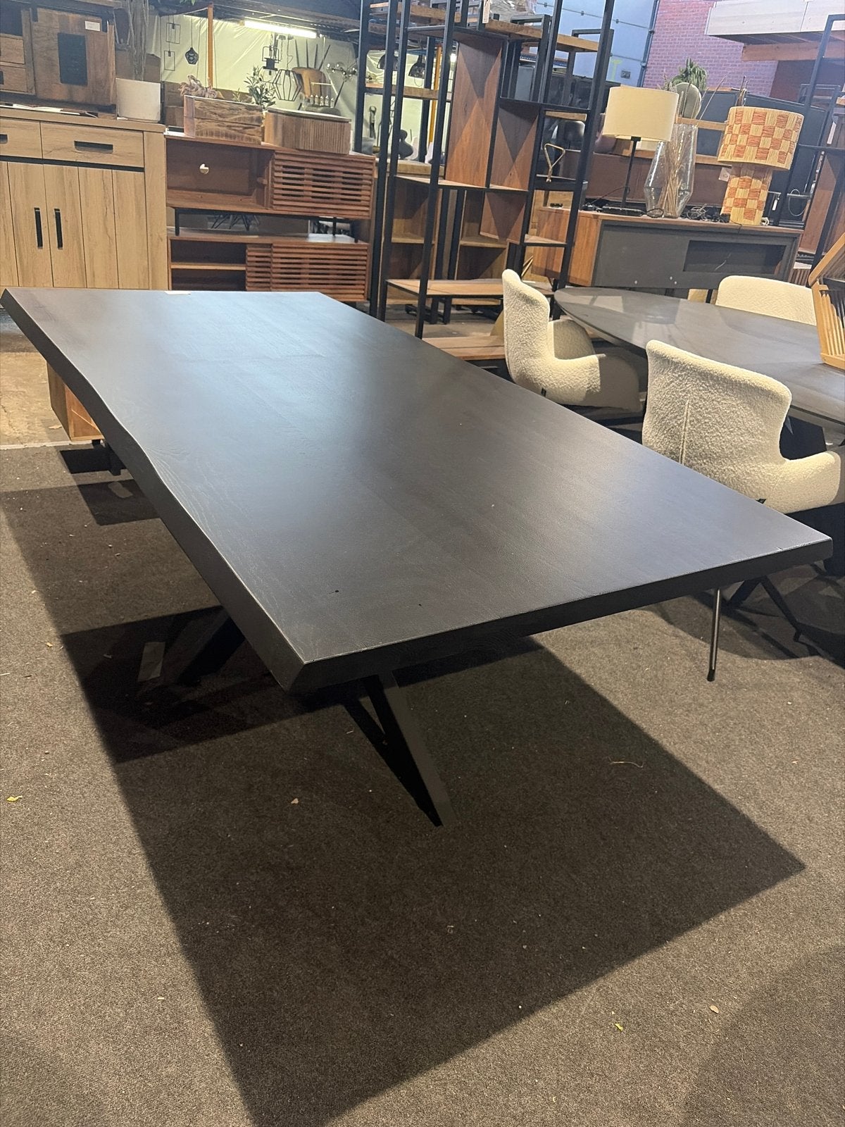 Massief eiken eettafel rechthoekig 200x100, Ophalen of Verzenden, Gebruikt
