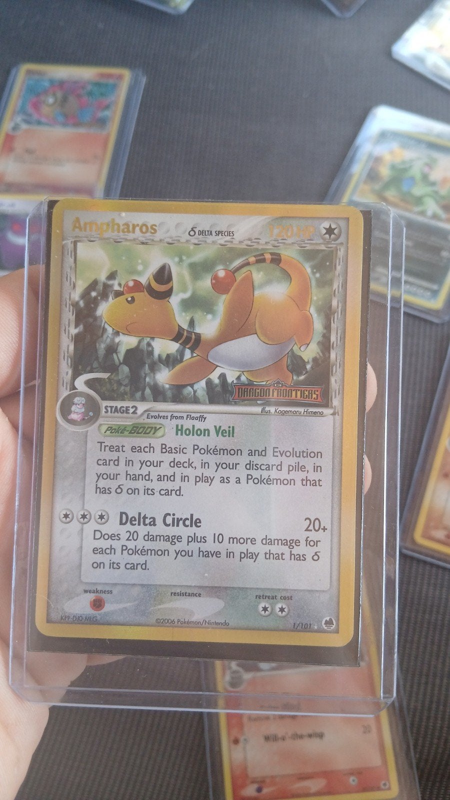 Ampharos Delta Species Pokémon kaart - Dragon Frontiers, Ophalen of Verzenden, Zo goed als nieuw, Losse kaart