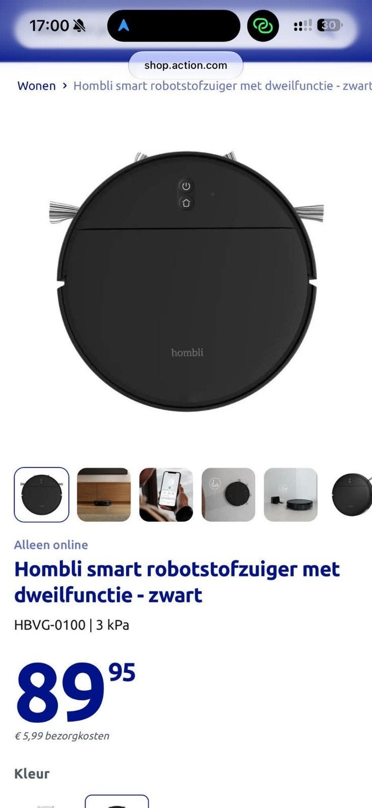 Hombli Smart Robotstofzuiger met Dweilfunctie - Zwart, Witgoed en Apparatuur, Ophalen of Verzenden, Zo goed als nieuw, Robotstofzuiger