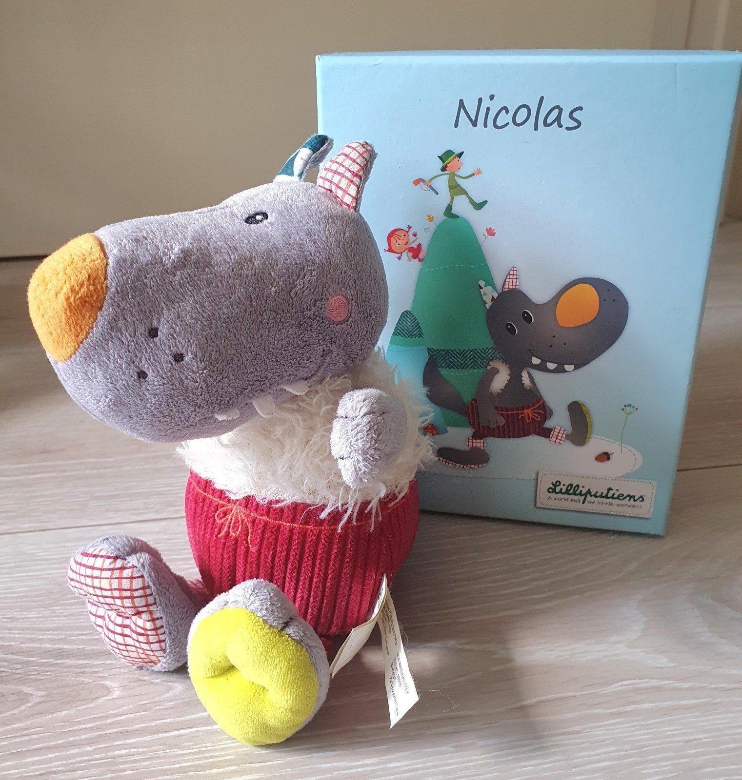 Knuffel Nicolas de Wolf in cadeaudoos Lilliputiens, Met doos, Overige merken, Overige karakters, Overige typen