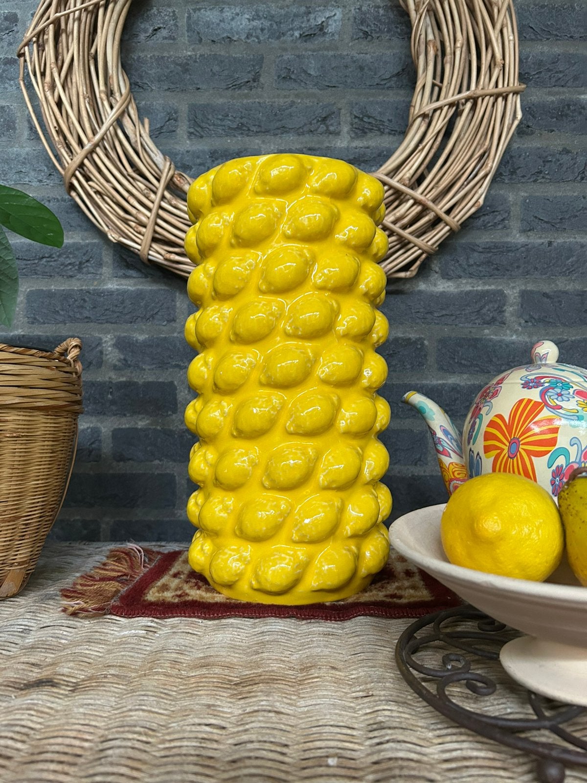 Prachtige Citroenvaas Geel - 35 cm Hoog - Eyecatcher!, Ophalen of Verzenden, Zo goed als nieuw, Overige kleuren