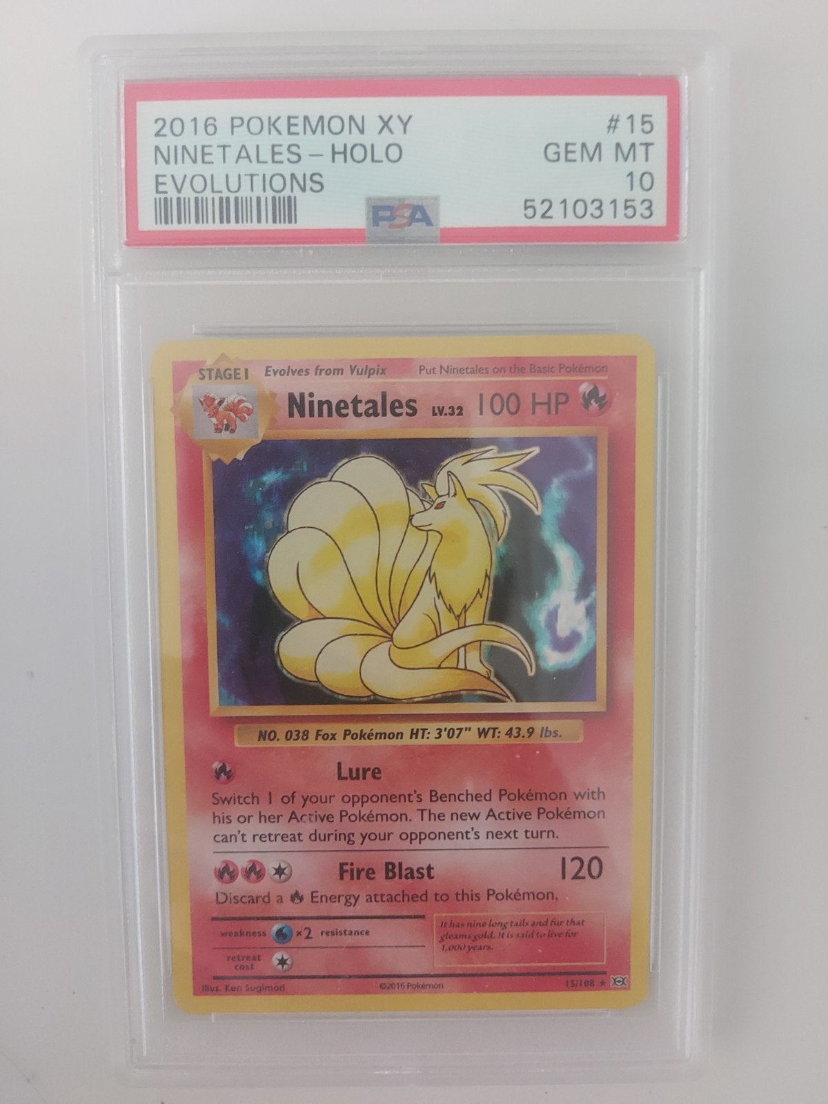 Ninetales Holo Evolutions PSA 10 GEM MT Pokémon Kaart, Ophalen of Verzenden, Nieuw, Losse kaart, Foil
