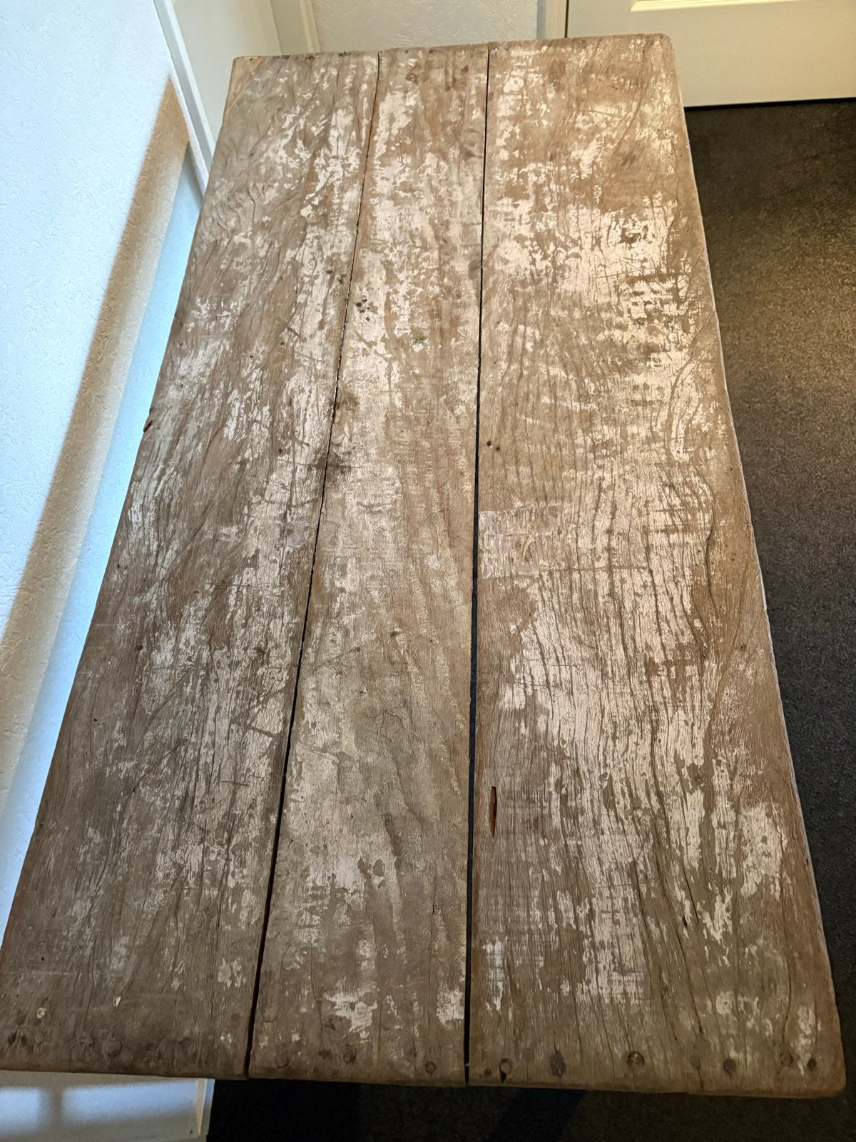 Prachtige oude markttafel / sidetable van doorleefd hout, Ophalen of Verzenden
