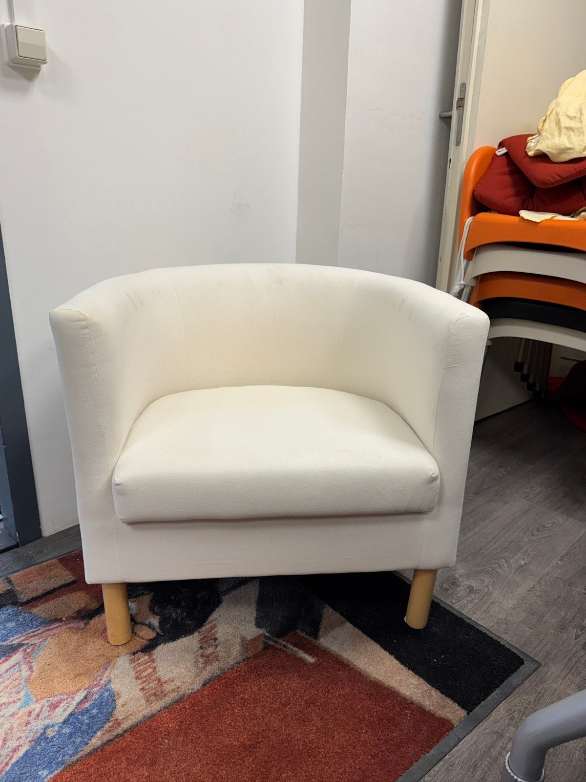 Creme/witte fauteuil Ikea, Ophalen, Gebruikt, Minder dan 75 cm, 50 tot 75 cm