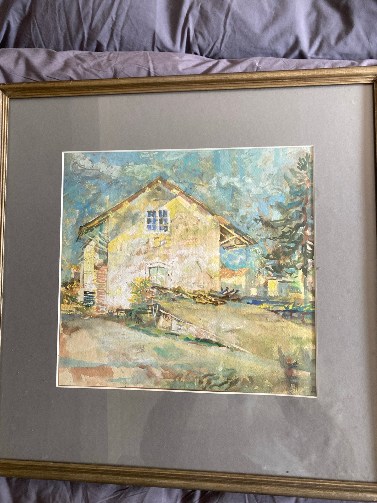 Schilderij 'Station Assier' van Jos Jansen (Gouache), Gouache, Realistisch, Ophalen of Verzenden, Gesigneerd