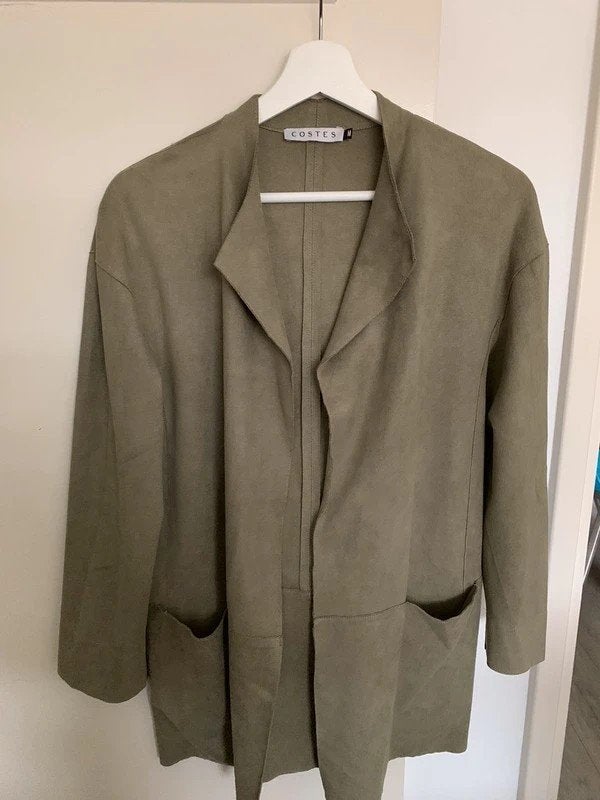 Kaki groen, suède jacket van Costes maat M, Maat 38/40 (M), Ophalen of Verzenden, Zo goed als nieuw, Groen