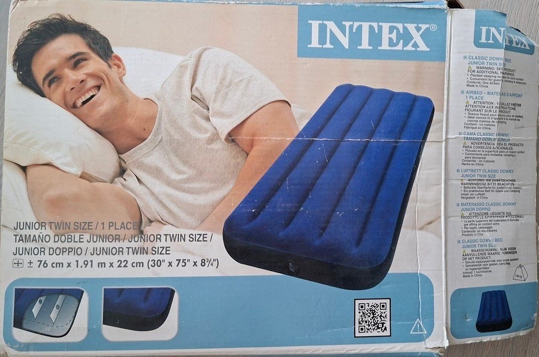 Intex Classic Downy Luchtbed - Junior Twin Size, Caravans en Kamperen, Luchtbedden, Gebruikt, 1-persoons, Ophalen