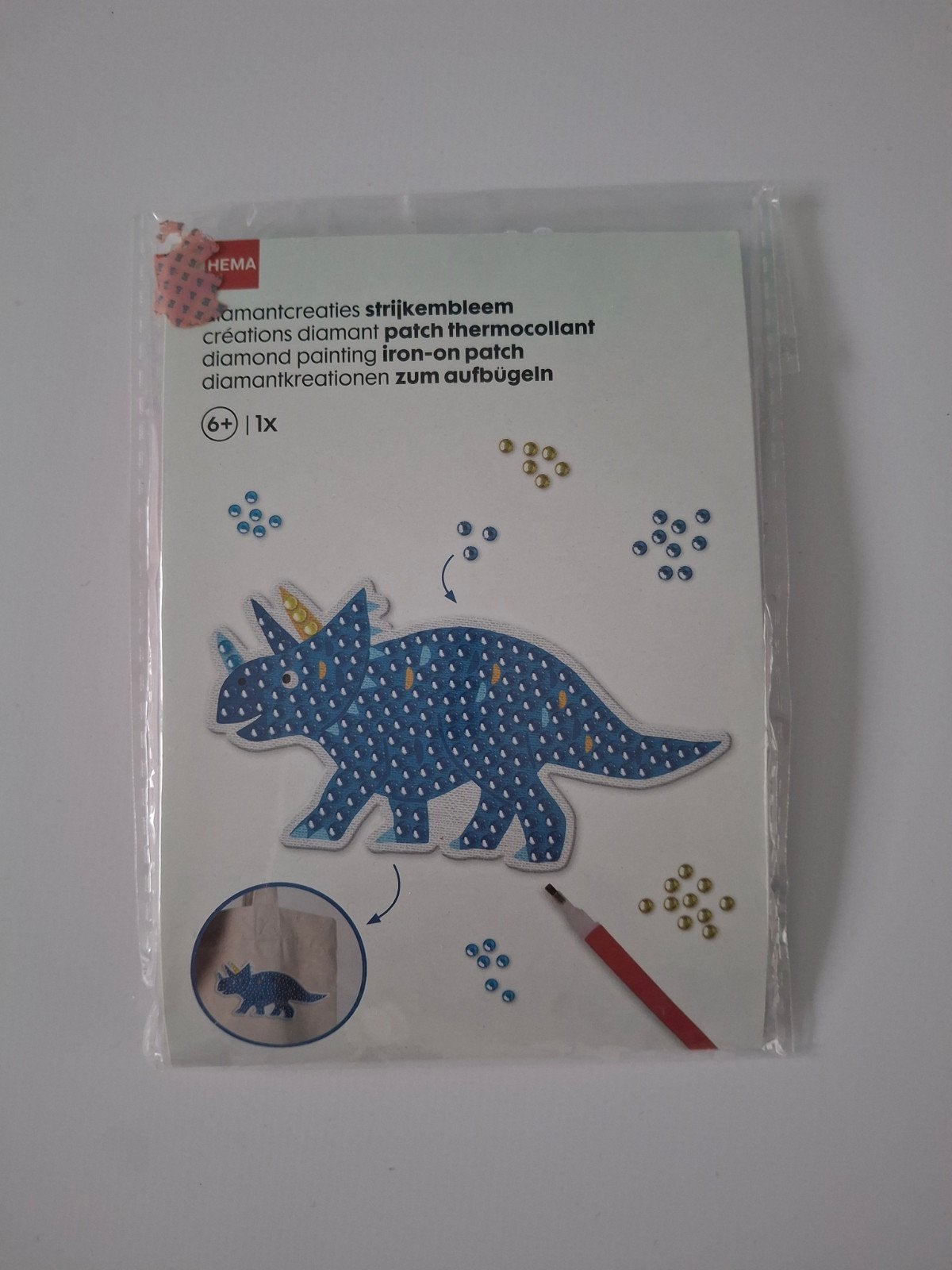 Hema Diamond Painting Strijkembleem Dinosaurus, Handgemaakt, Nieuw, Meerkleurig, Ophalen of Verzenden