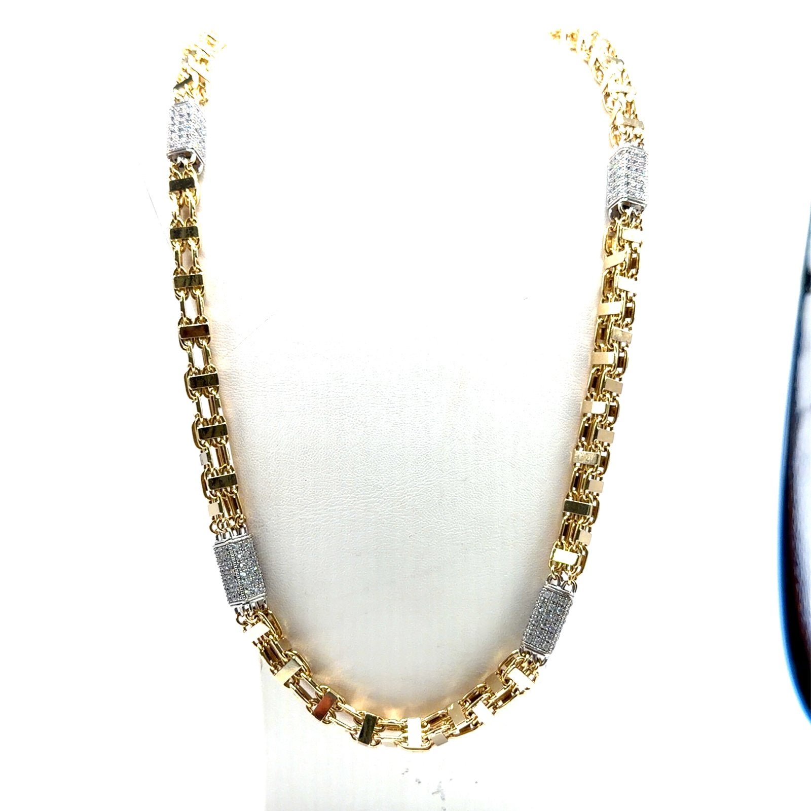 Gouden magnum ketting met zirkonia18kt, Met kristal, Www.bredajuwelier.nl, Nieuw, Ophalen of Verzenden