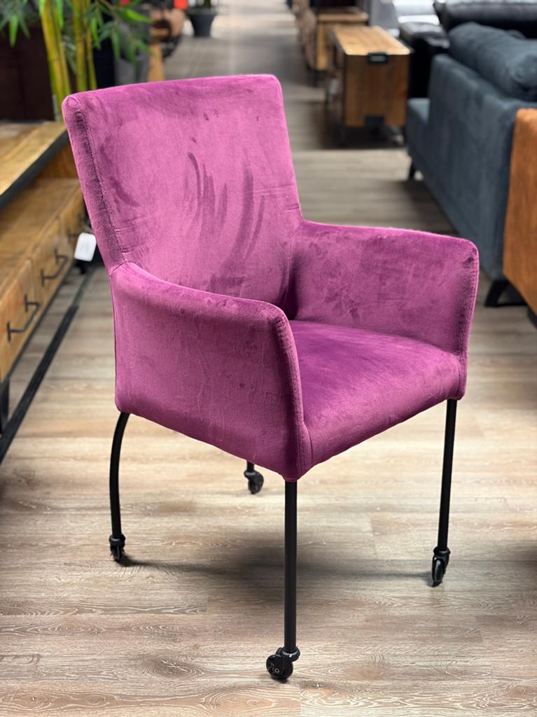 Vier paarse eetkamerstoelen met wieltjes -velvet paars stoel, Ophalen, Overige kleuren, Nieuw, Vier