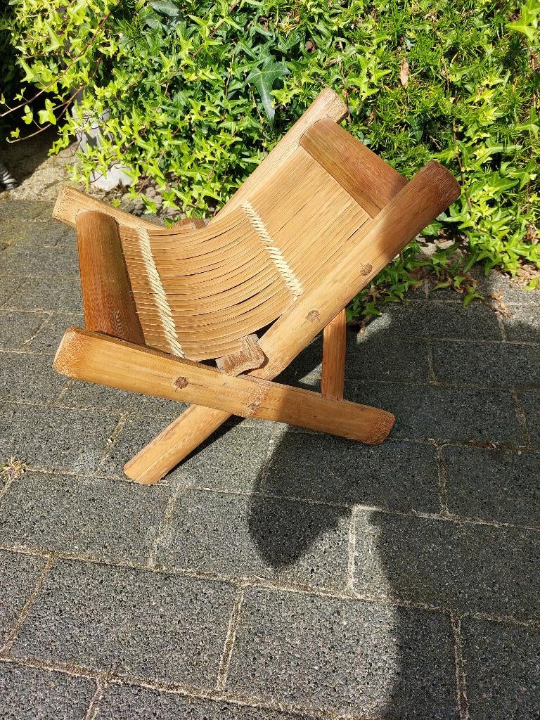 bamboe handmade stoeltje woonaccessoire, Ophalen, Zo goed als nieuw, Bruin, Overige materialen