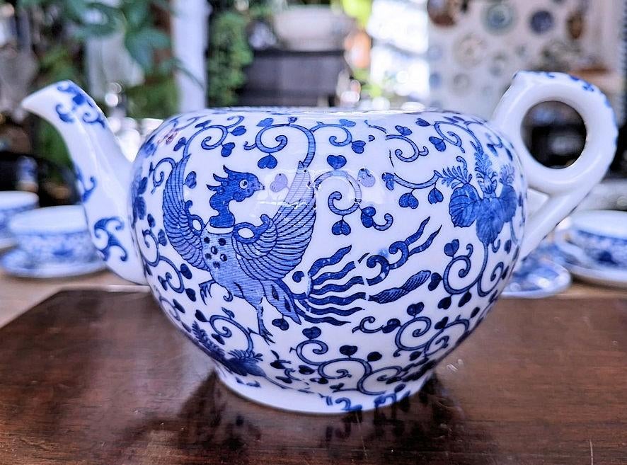 Japans Phoenix Blue Feniks Theepot/Bloempot/Vaasje - O, Overige materialen, Gebruikt, Ophalen of Verzenden, Balkon