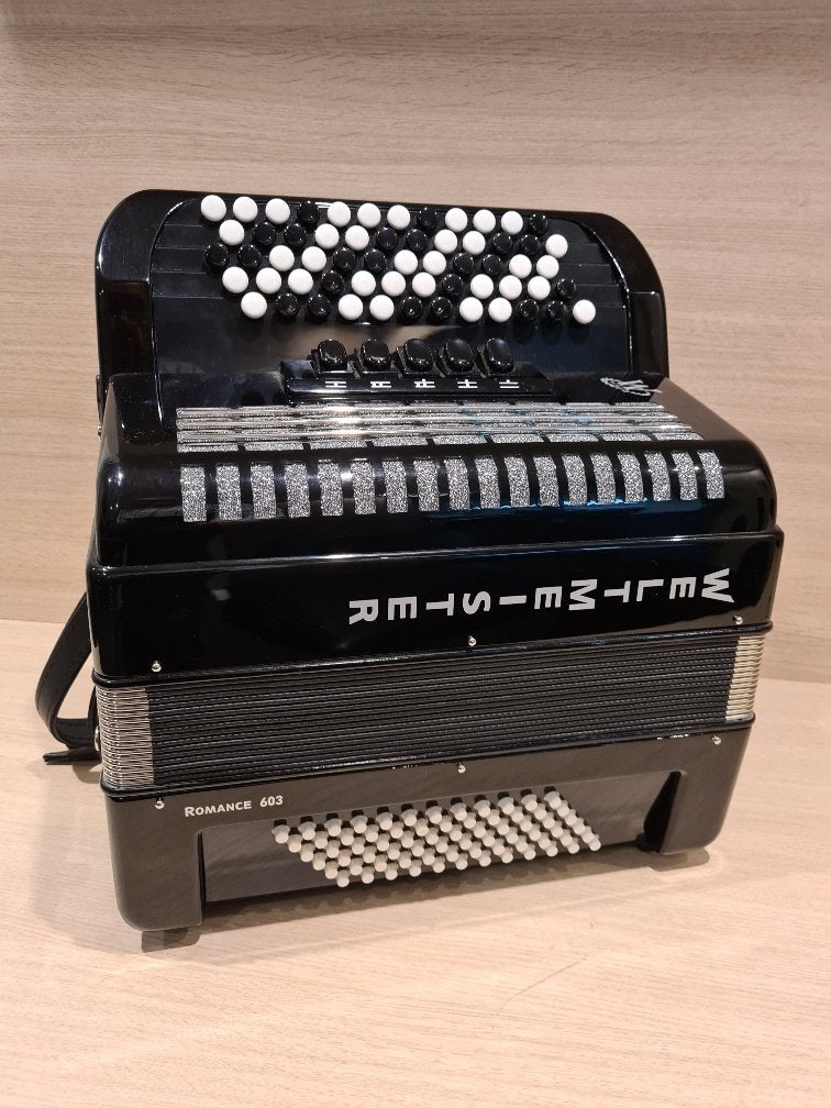 Weltmeister Romance 603 knopaccordeon B-Griff black occasion, Muziek en Instrumenten, Accordeons, Niet ingevuld, 72-bas, Niet ingevuld