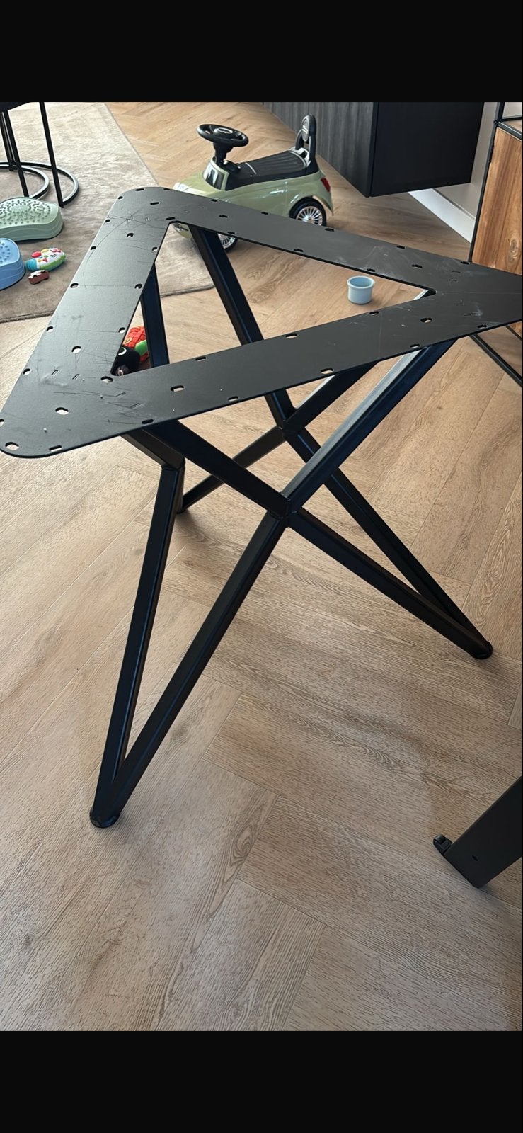Zwart metalen tafelpoot, stalen onderstel, Huis en Inrichting, Ophalen, Tafelpoot, Gebruikt, Minder dan 50 cm