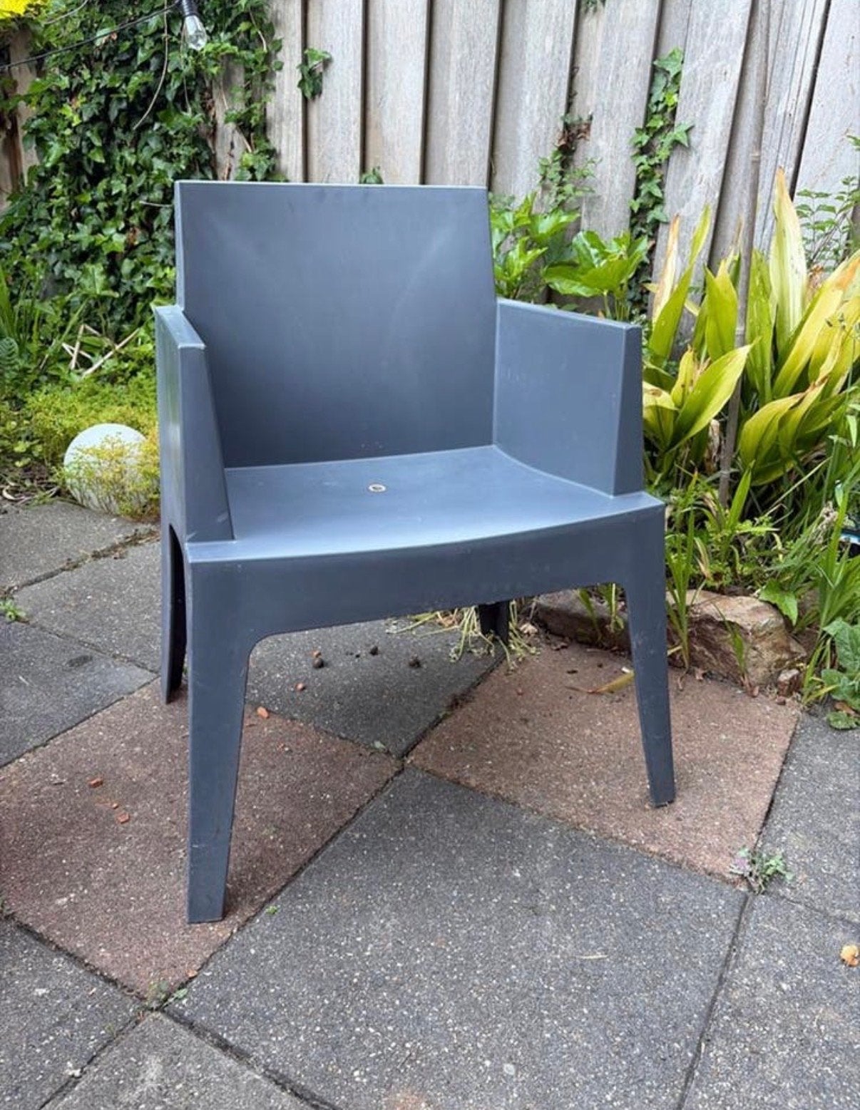 6 X Sietsa Box kunststof tuinstoel met armleuningen, Ophalen, Kunststof, Gebruikt, Grijs