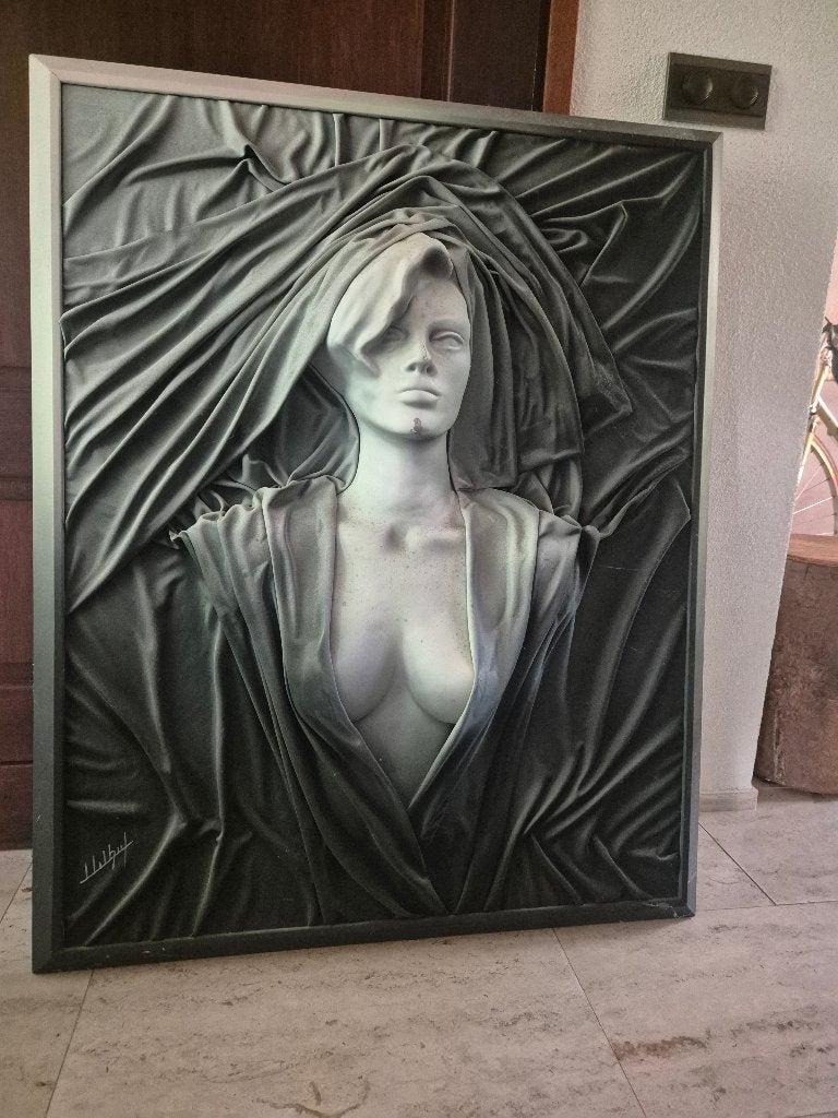 2x Willem kerkhof vrouw in laken schilderij, Ophalen, Handgeschilderd, Kunststof, Figuren