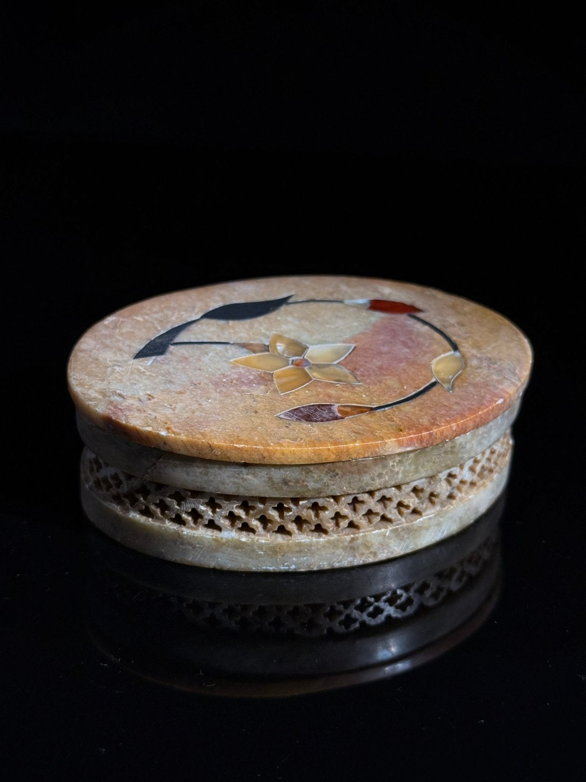 Vintage juwelen bakje trinketdoosje ingelegd parelmoer, Ophalen of Verzenden