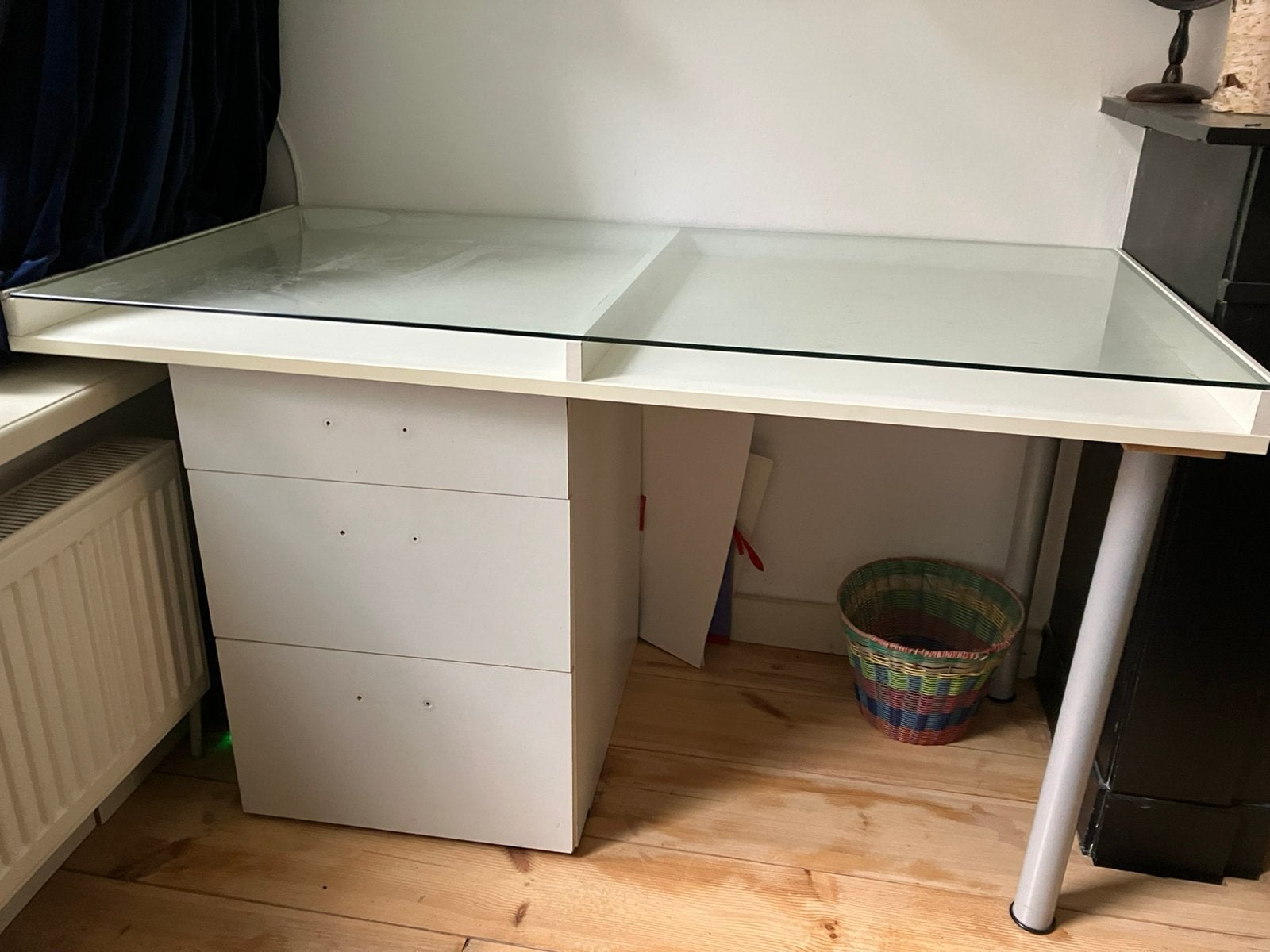 Bureau met ladenkast en IKEA Vika Gruvan tafelblad, Ophalen, Met lades, Gebruikt, 70 cm