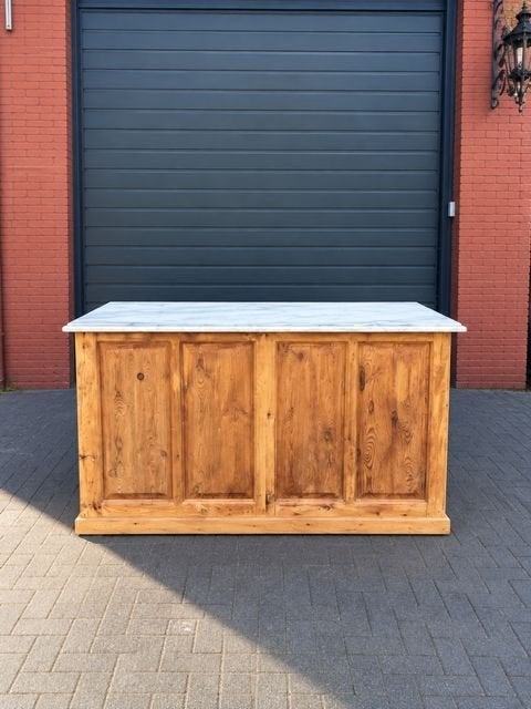 Keukenblok met wit marmeren blad, lades en deurtjes, Ophalen of Verzenden, Zo goed als nieuw, Hout