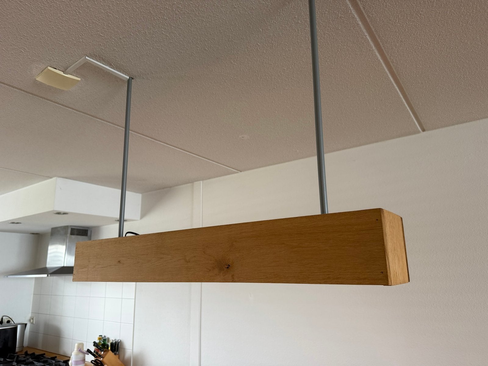 Houten hanglamp - Eiken design verlichting, Huis en Inrichting, Ophalen of Verzenden, Zo goed als nieuw, Hout, Overige fittingen